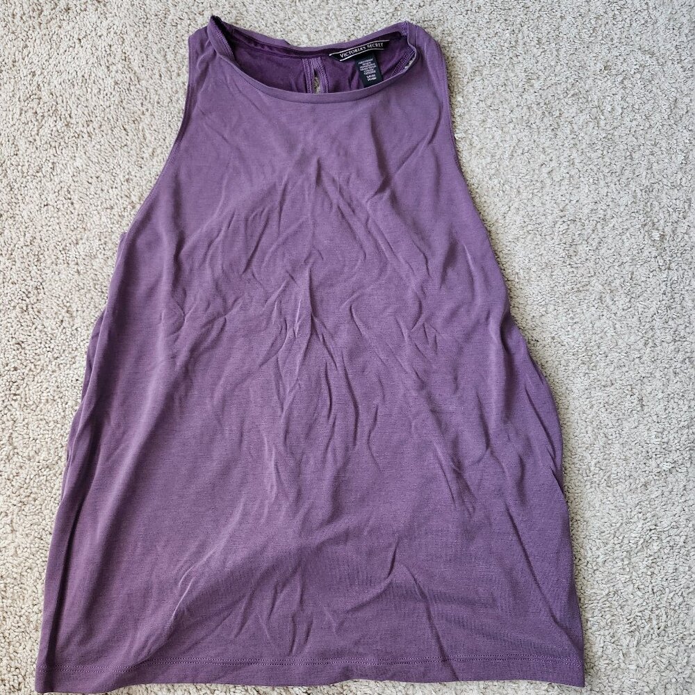 Victoria Secret High Neck Open Back Tied Sports Tank Purple S